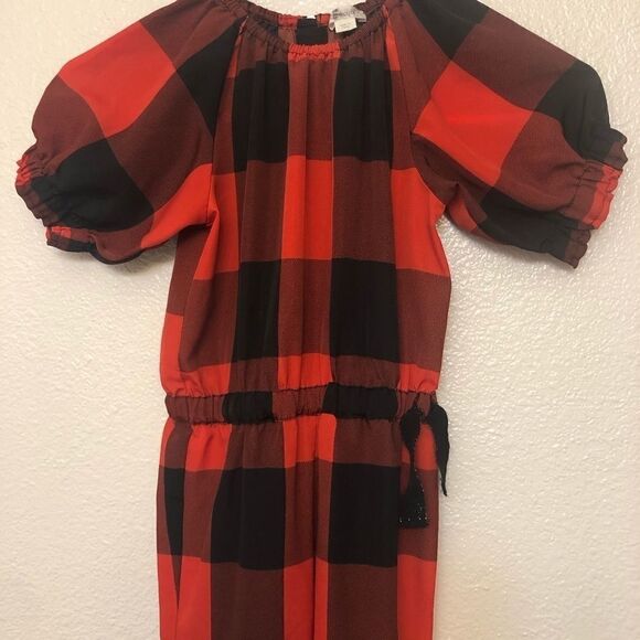 J Crew girls Crewcuts Red Buffalo Plaid one piece Jumper jumpsuit romper 5 - Picture 7 of 13